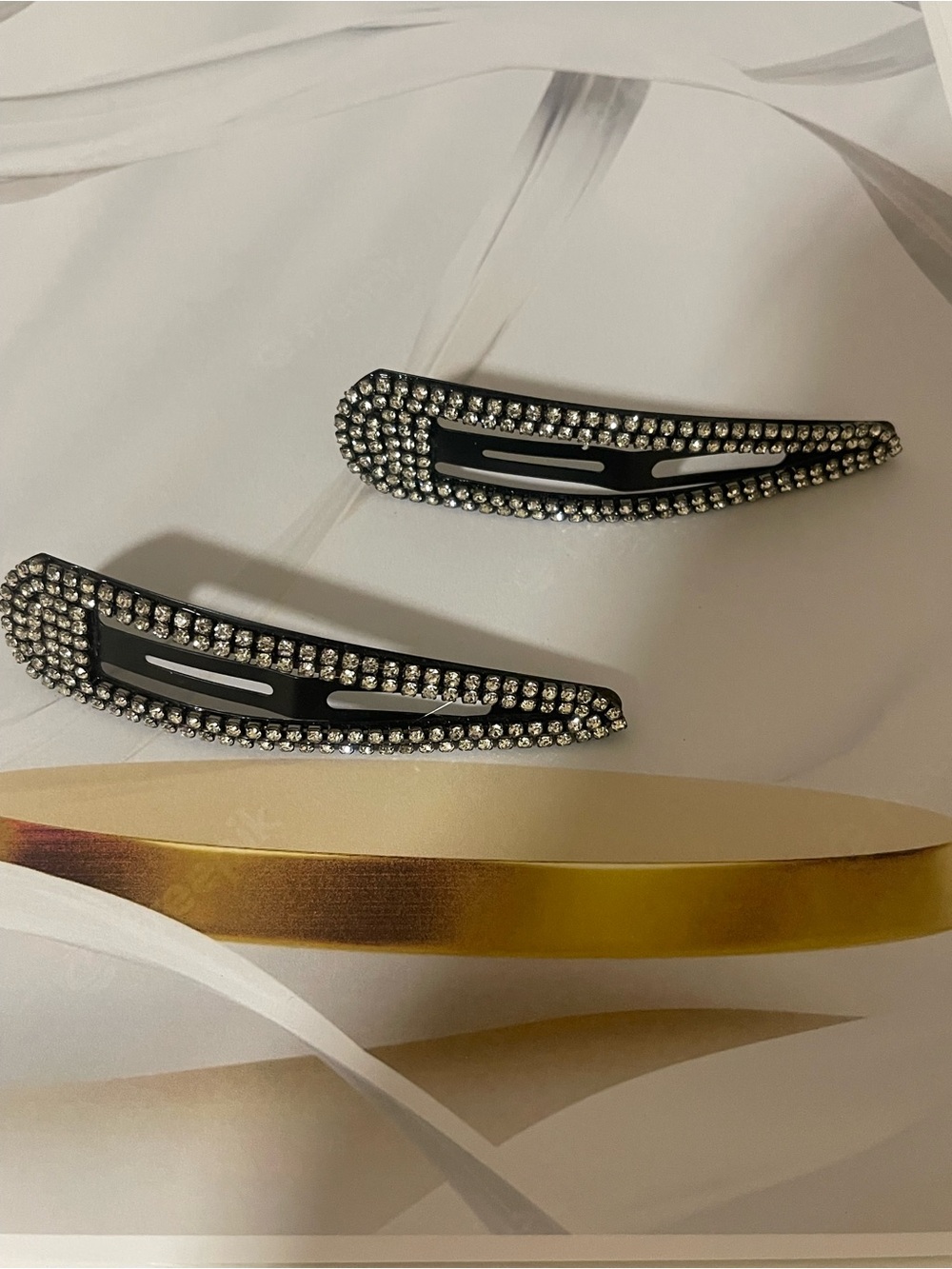Black Rhinestone Snap Hair Clips - Elegant Women’s Accessories